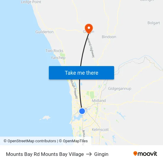 Mounts Bay Rd Mounts Bay Village to Gingin map