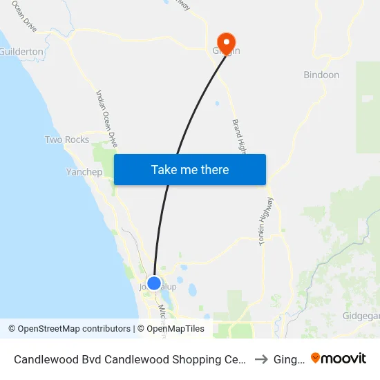Candlewood Bvd Candlewood Shopping Centre to Gingin map