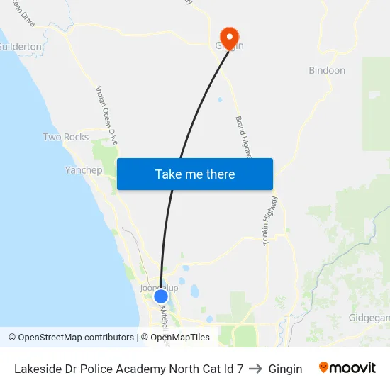 Lakeside Dr Police Academy North Cat Id 7 to Gingin map