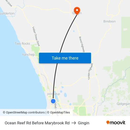 Ocean Reef Rd Before Marybrook Rd to Gingin map
