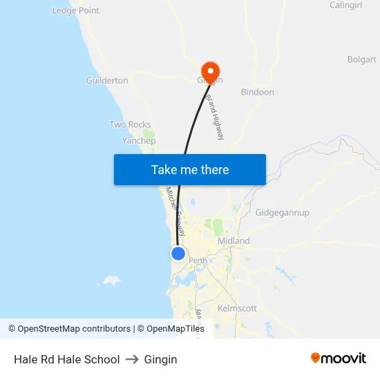 Hale Rd Hale School to Gingin map