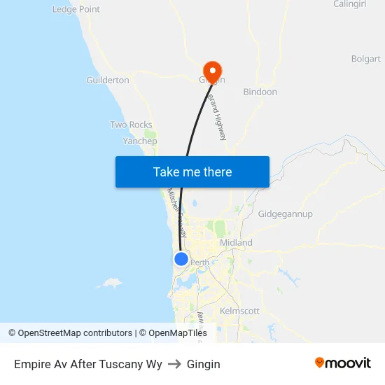Empire Av After Tuscany Wy to Gingin map
