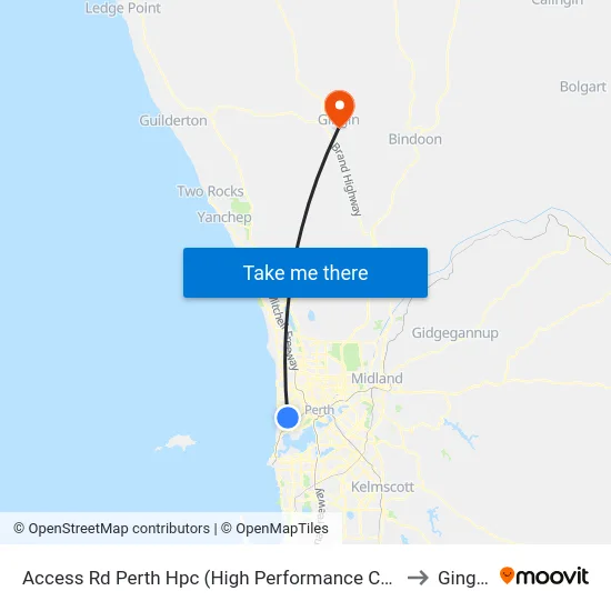 Access Rd Perth Hpc (High Performance Ctr) to Gingin map