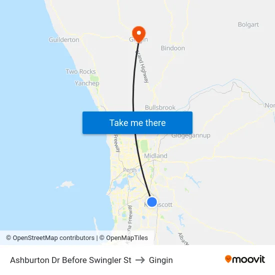 Ashburton Dr Before Swingler St to Gingin map