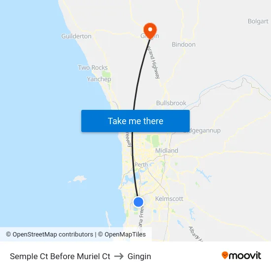 Semple Ct Before Muriel Ct to Gingin map