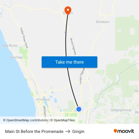 Main St Before the Promenade to Gingin map