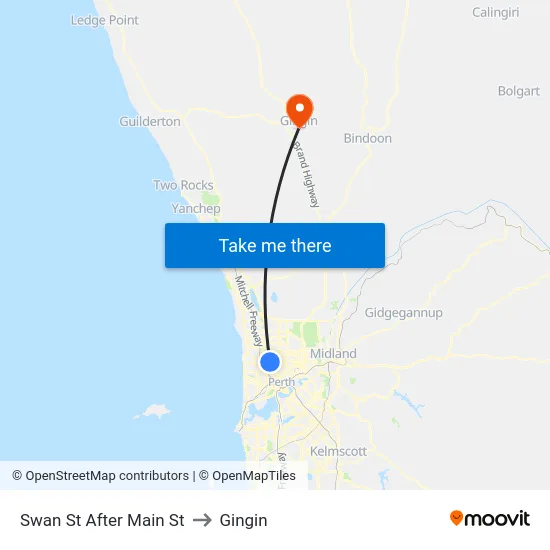 Swan St After Main St to Gingin map