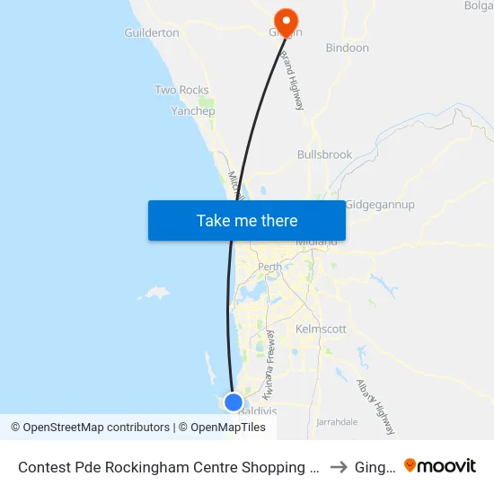Contest Pde Rockingham Centre Shopping Ctr to Gingin map