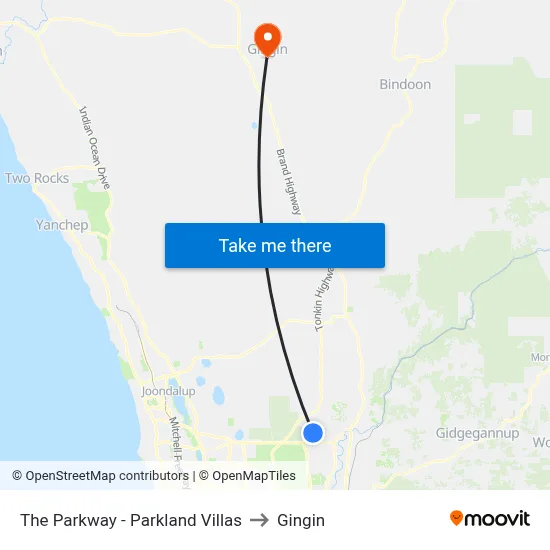 The Parkway   - Parkland Villas to Gingin map
