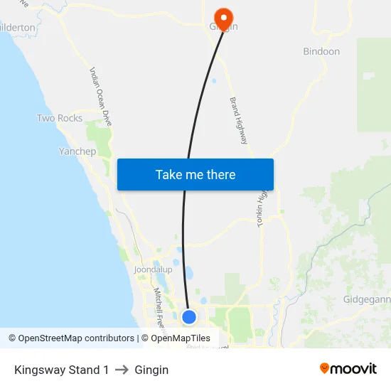 Kingsway   Stand 1 to Gingin map
