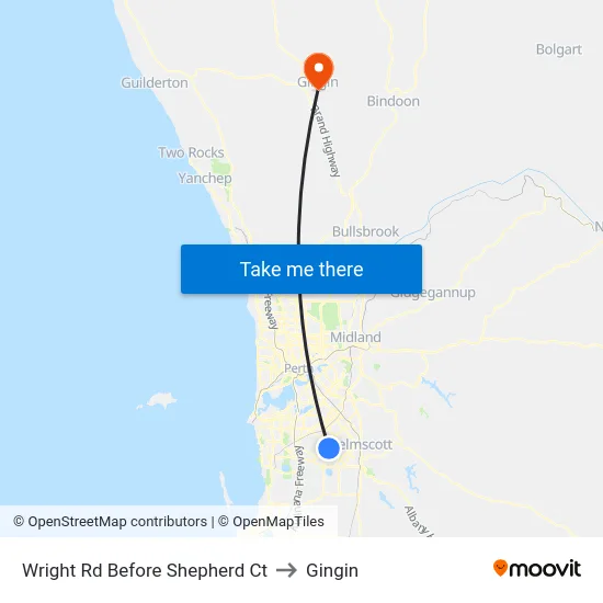 Wright Rd Before Shepherd Ct to Gingin map