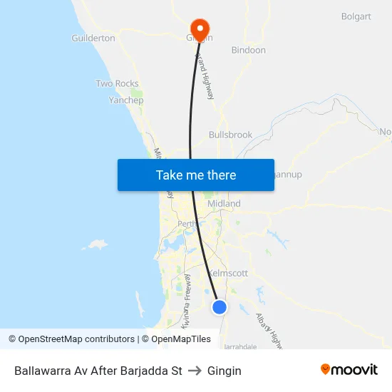 Ballawarra Av After Barjadda St to Gingin map