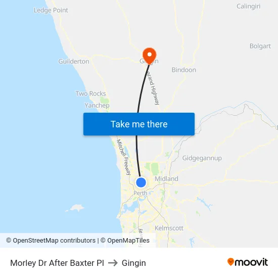 Morley Dr After Baxter Pl to Gingin map