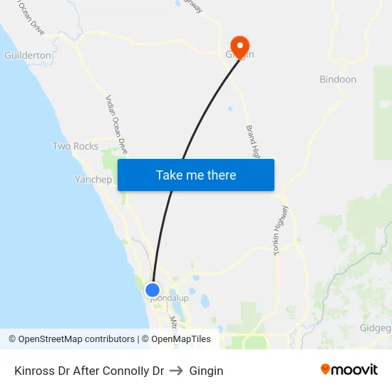 Kinross Dr After Connolly Dr to Gingin map