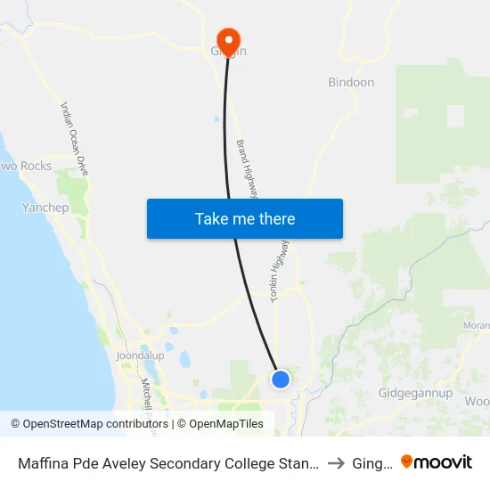 Maffina Pde Aveley Secondary College Stand 1 to Gingin map