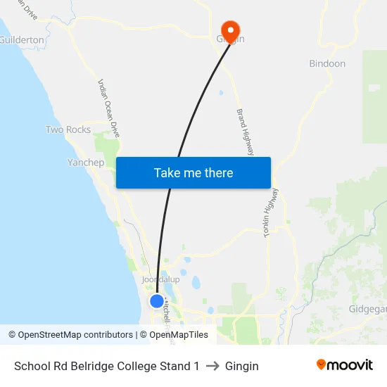 School Rd Belridge College Stand 1 to Gingin map