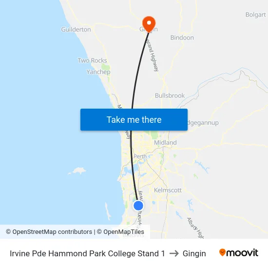 Irvine Pde Hammond Park College Stand 1 to Gingin map