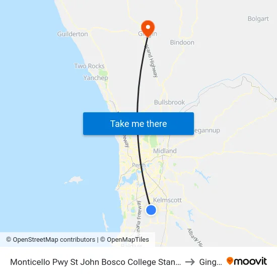 Monticello Pwy St John Bosco College Stand 1 to Gingin map
