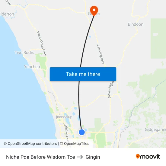 Niche Pde Before Wisdom Tce to Gingin map