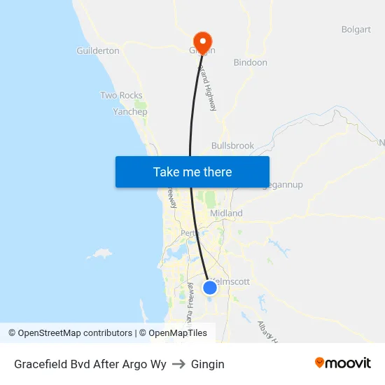Gracefield Bvd After Argo Wy to Gingin map