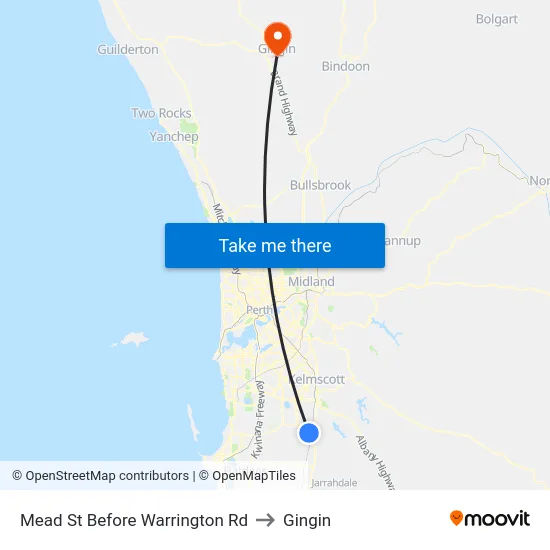 Mead St Before Warrington Rd to Gingin map