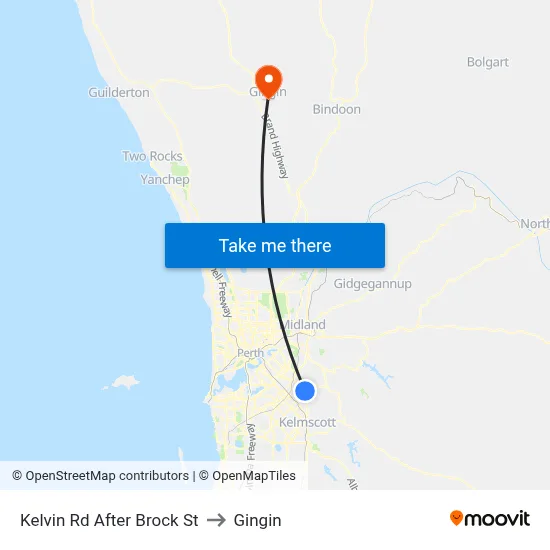 Kelvin Rd After Brock St to Gingin map