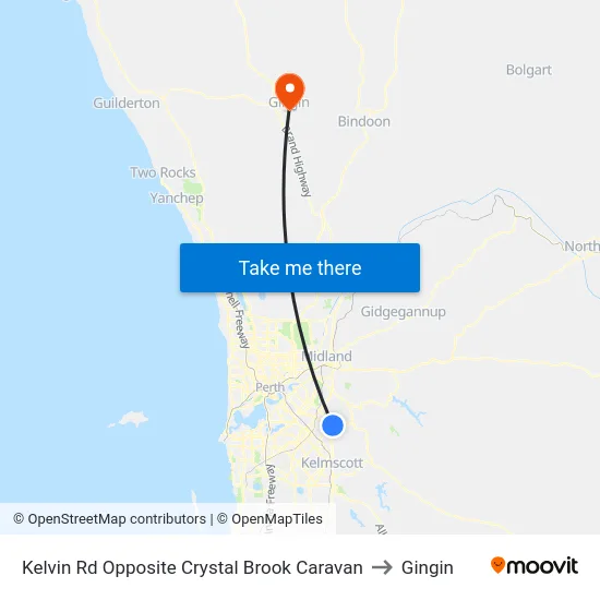 Kelvin Rd Opposite Crystal Brook Caravan to Gingin map