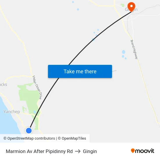 Marmion Av After Pipidinny Rd to Gingin map