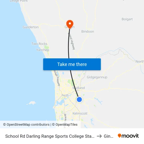 School Rd Darling Range Sports College Stand 2 to Gingin map