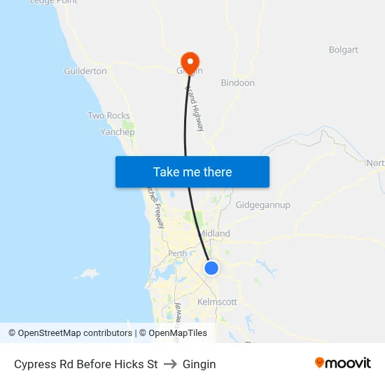 Cypress Rd Before Hicks St to Gingin map