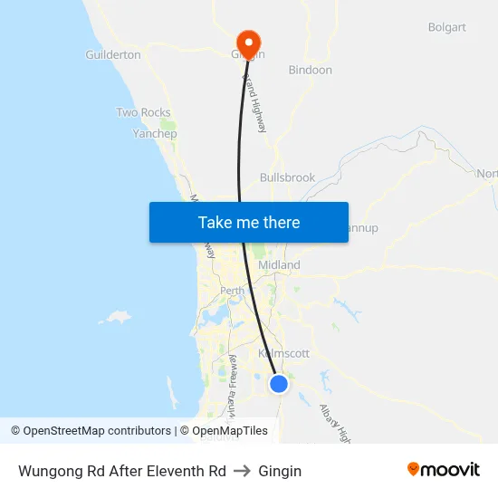 Wungong Rd After Eleventh Rd to Gingin map