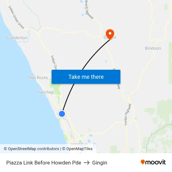 Piazza Link Before Howden Pde to Gingin map