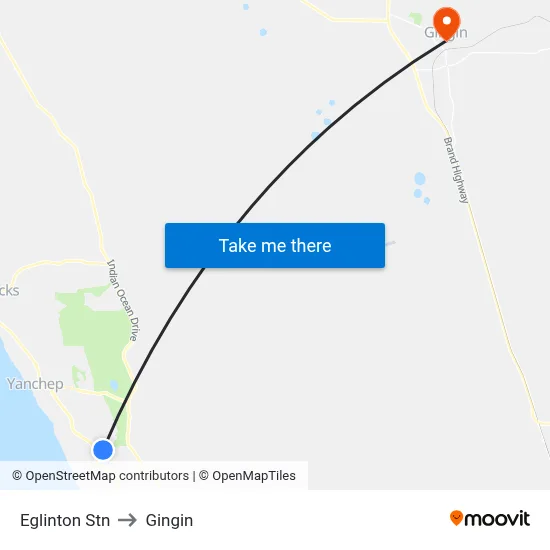 Eglinton Stn to Gingin map