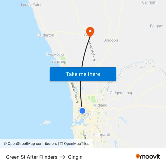 Green St After Flinders to Gingin map
