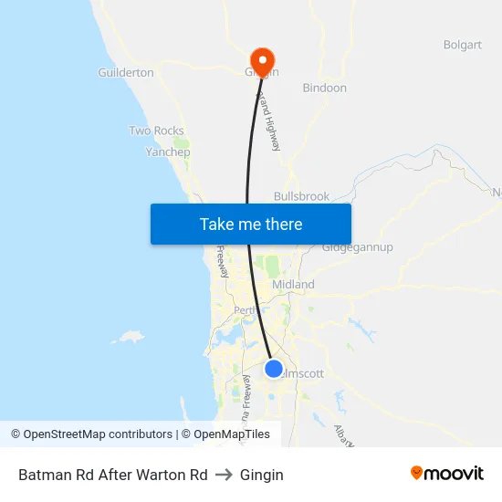 Batman Rd After Warton Rd to Gingin map