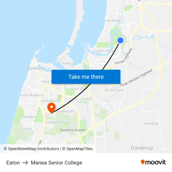 Eaton to Manea Senior College map