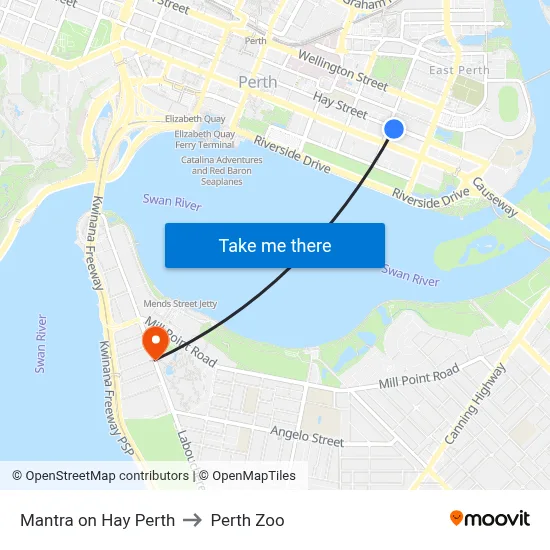 Mantra on Hay Perth to Perth Zoo map