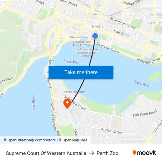 Supreme Court Of Western Australia to Perth Zoo map