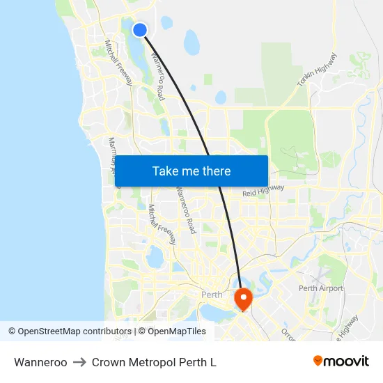 Wanneroo to Crown Metropol Perth L map