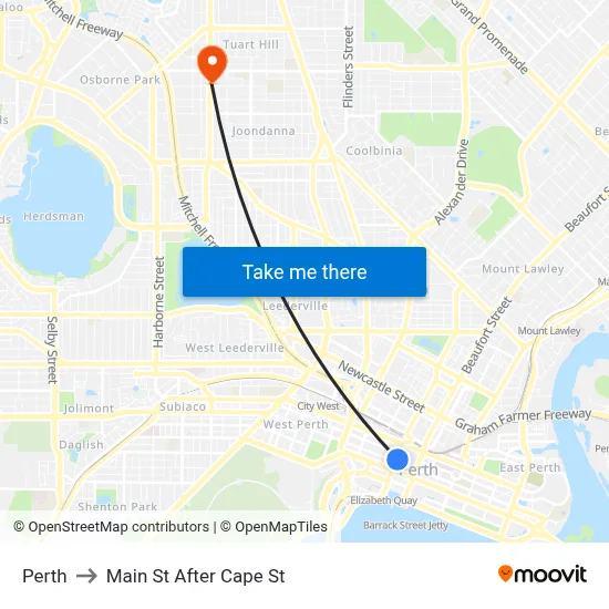 Perth to Main St After Cape St map