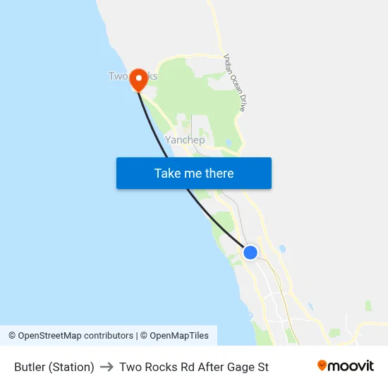 Butler (Station) to Two Rocks Rd After Gage St map