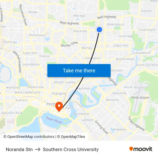 Noranda Stn to Southern Cross University map