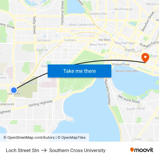 Loch Street Stn to Southern Cross University map