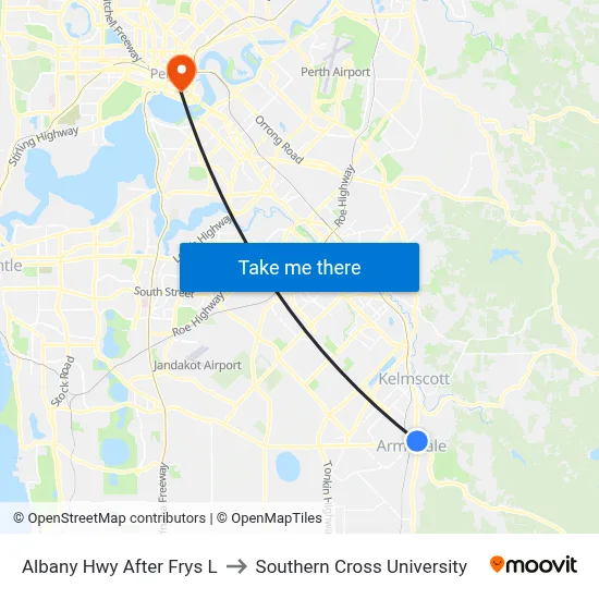 Albany Hwy After Frys L to Southern Cross University map
