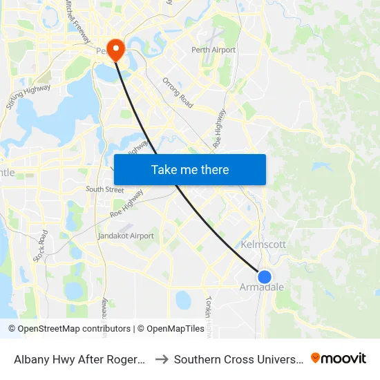 Albany Hwy After Rogers L to Southern Cross University map