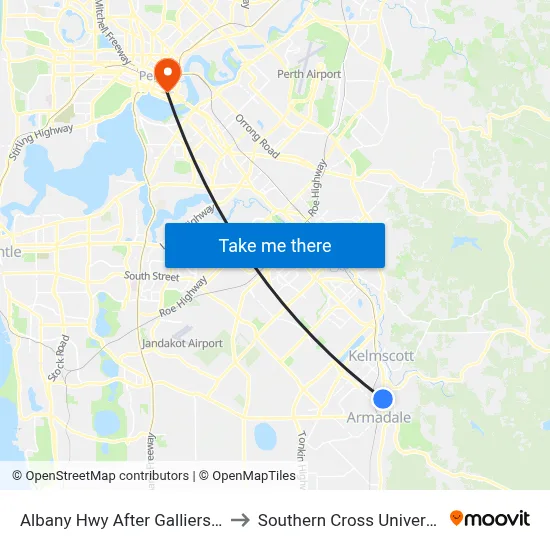 Albany Hwy After Galliers Av to Southern Cross University map