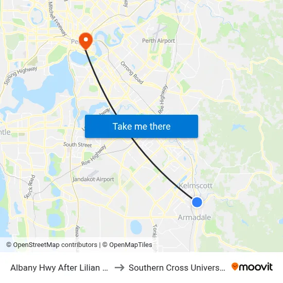 Albany Hwy After Lilian Av to Southern Cross University map
