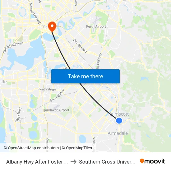 Albany Hwy After Foster Rd to Southern Cross University map