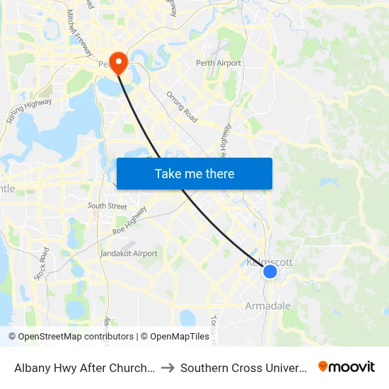 Albany Hwy After Church St to Southern Cross University map
