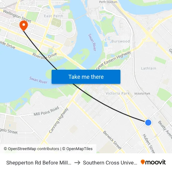 Shepperton Rd Before Miller St to Southern Cross University map